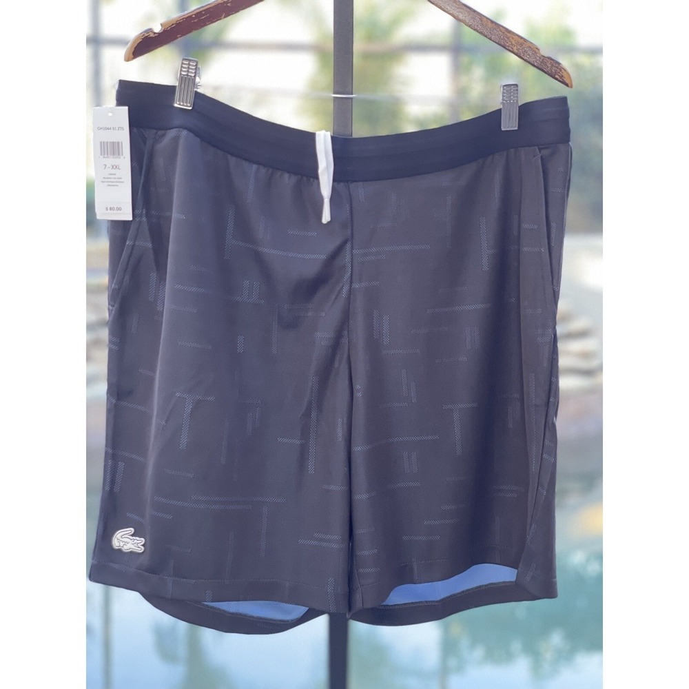 Lacoste Sport Men's Jacquard Shorts XXL - Quick Dry, Elastic Waist, Blue